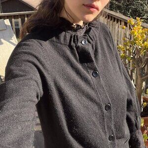 Designer black 100% cashmere cardigan